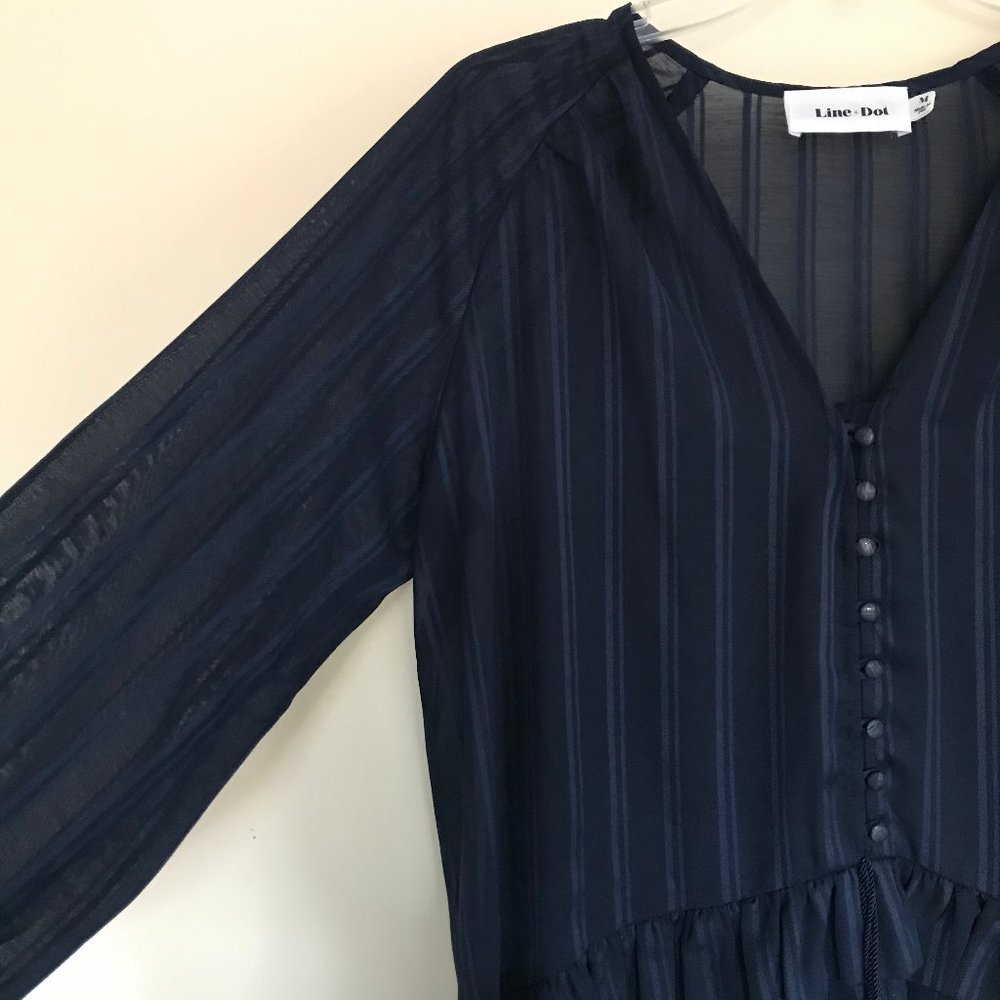 Line + Dot Long Sleeve Tiered Dress M - Picture 5 of 10